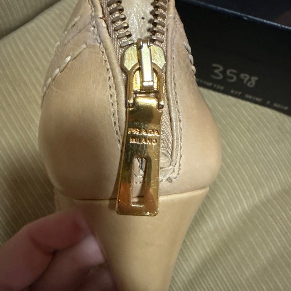 Prada nude size 39 peep toe lace up bootie - Picture 9 of 9
